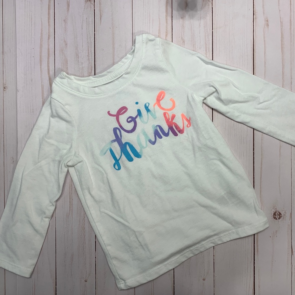 Cat & Jack White Graphic Gratitude t-shirt 18 months Give Thanks Thankful